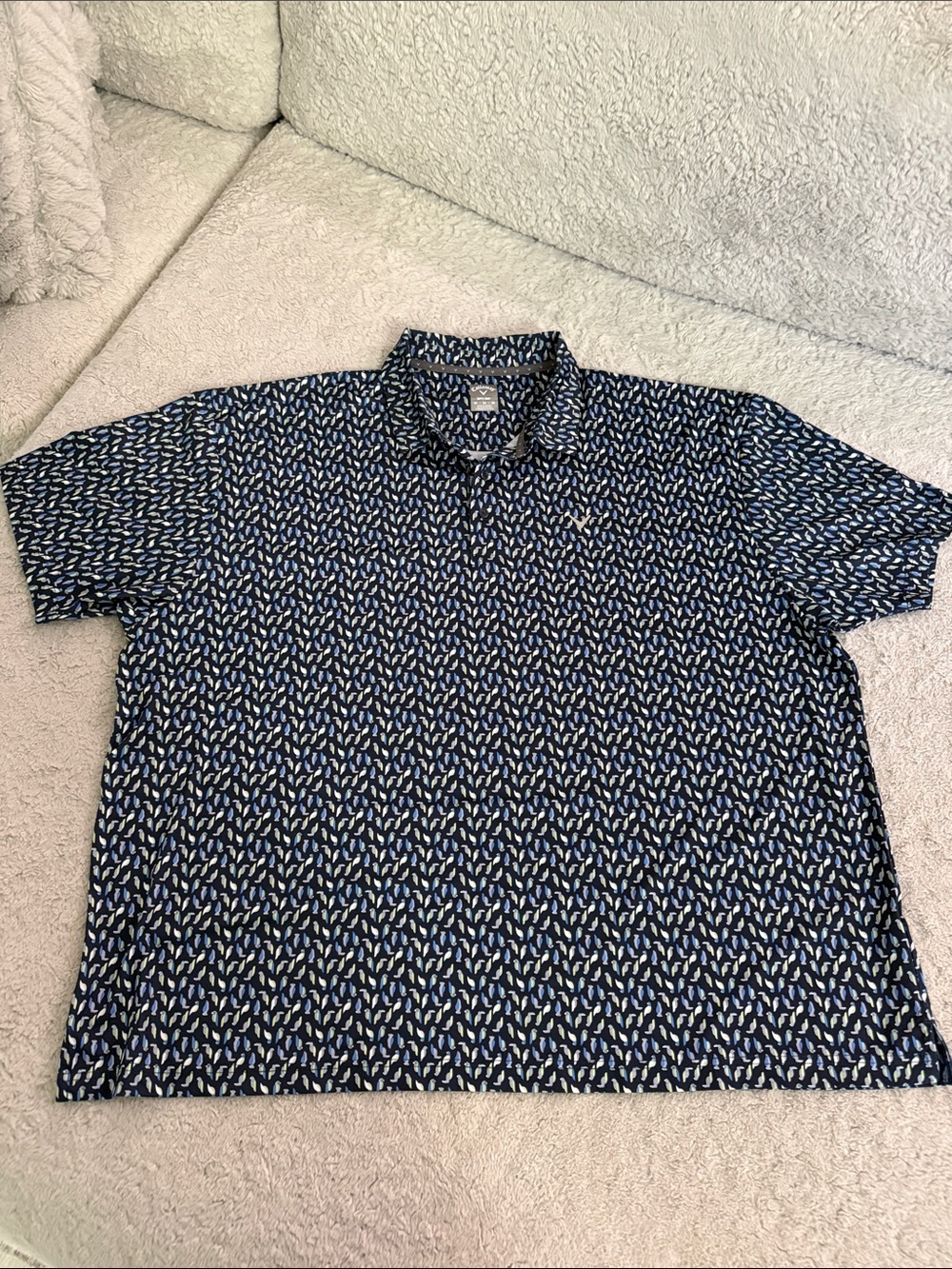 Callaway Navy and White Patterned Polo